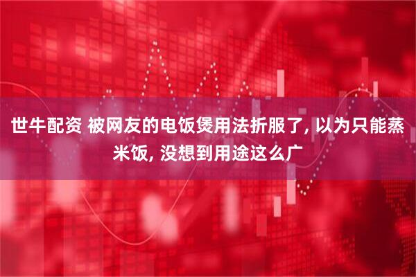 世牛配资 被网友的电饭煲用法折服了, 以为只能蒸米饭, 没想到用途这么广